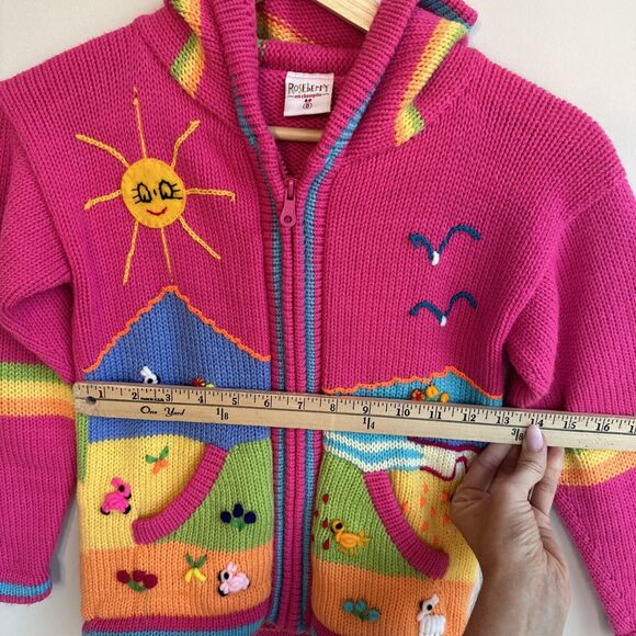 Roseberry Mi Chompita Peruvian Toddler Hooded Full Zip Sweater Hand Embroidered - Picture 10 of 10